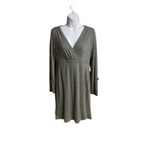 Athleta Gray Long Sleeve V-Neck Sweater Dress